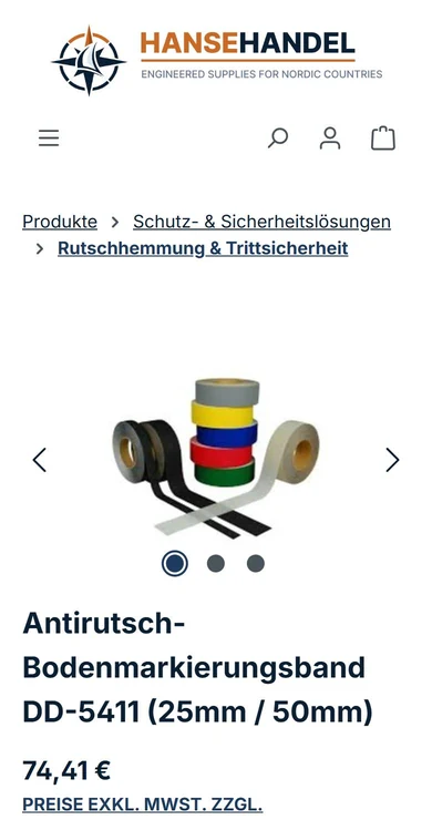 Produktseite auf hansehandel.com, Smartphone