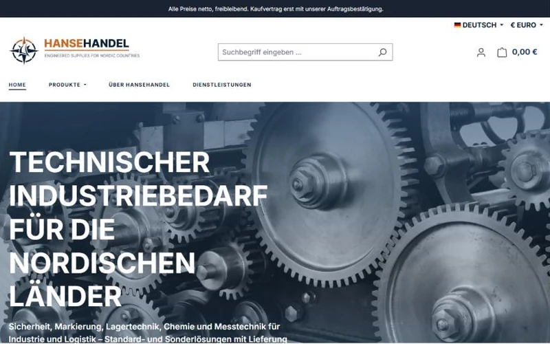 Startseite hansehandel.com, Desktop